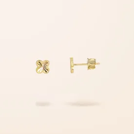 10K Gold Fluted Clover Stud Earrings