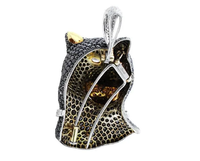 18k White Gold Salavetti Black Diamond Panthere Pendant