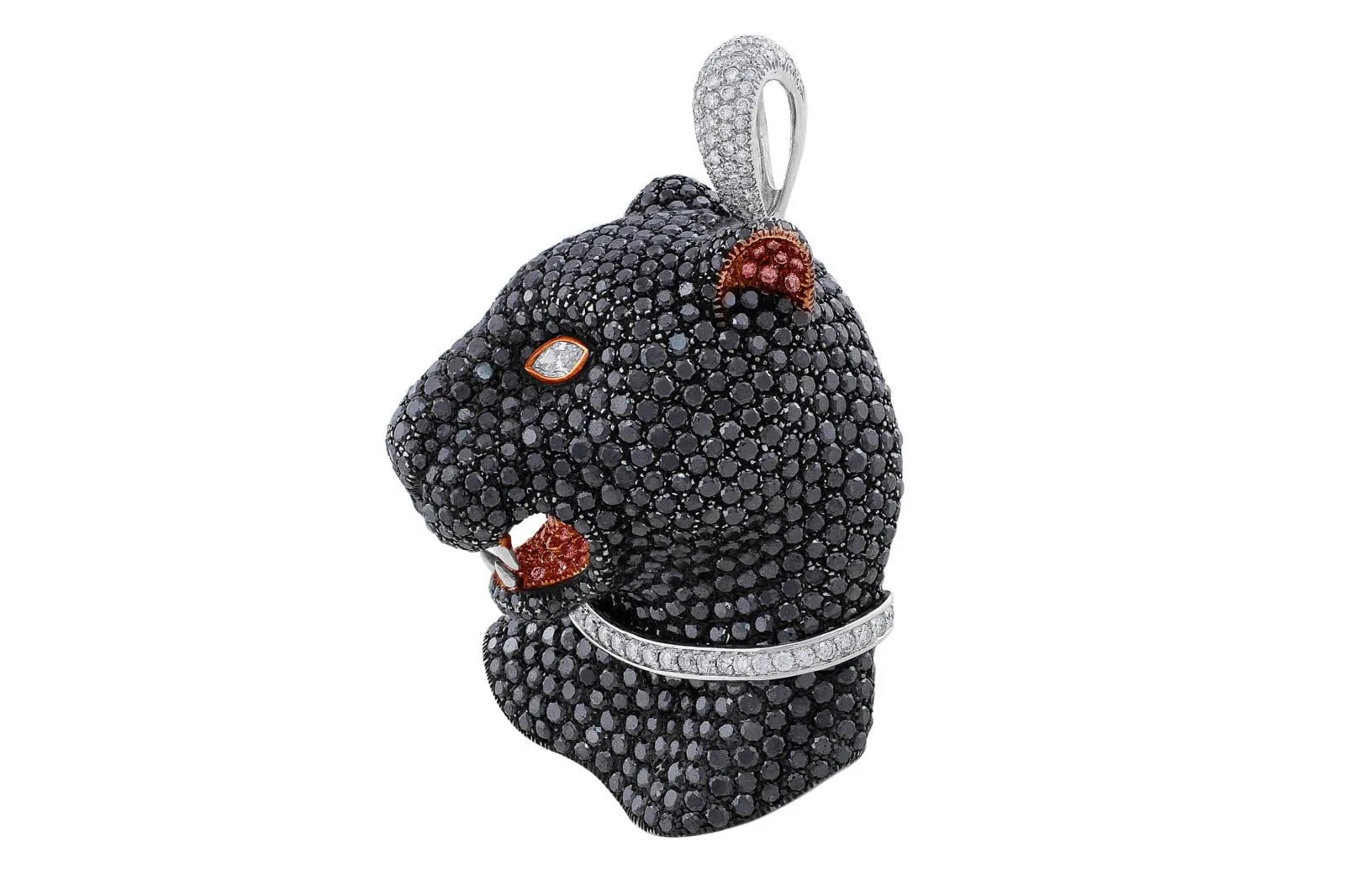 18k White Gold Salavetti Black Diamond Panthere Pendant