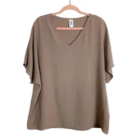 2Hearts Mocha V-Neck Top- Size M (see notes)
