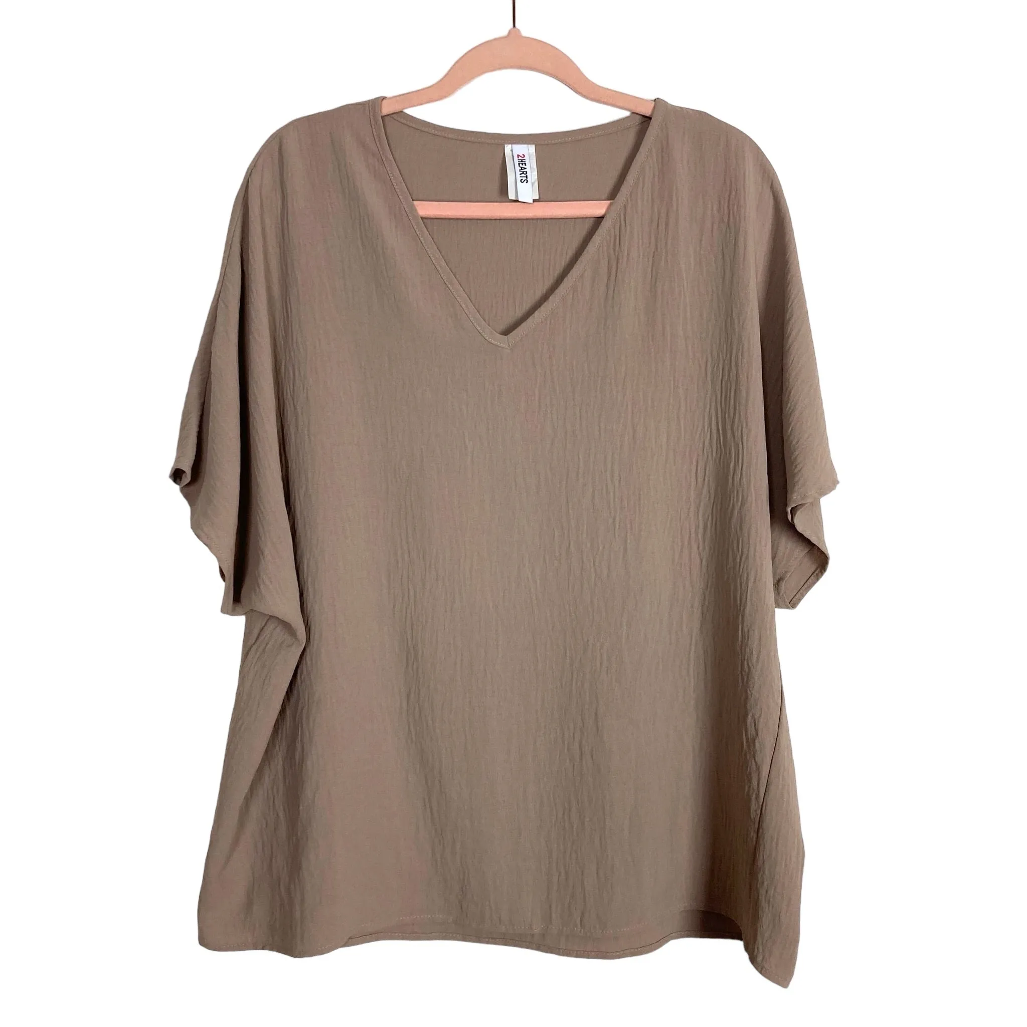 2Hearts Mocha V-Neck Top- Size M (see notes)
