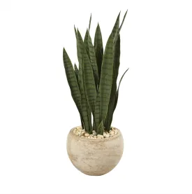 32" Sansevieria Artificial Plant in Sand Colored Planter - Low Maintenance, Life-Like & Vibrant Silk Plants For Busy People.