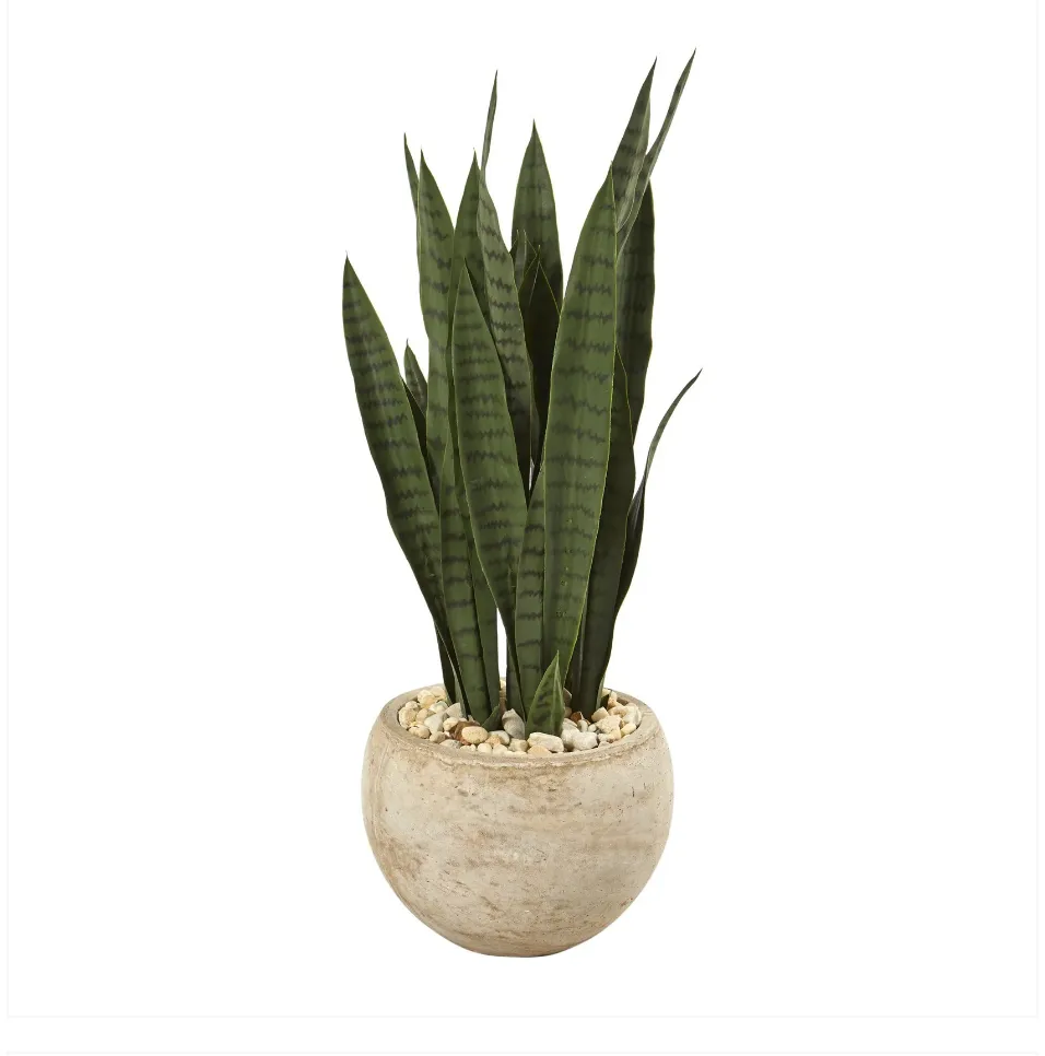 32" Sansevieria Artificial Plant in Sand Colored Planter - Low Maintenance, Life-Like & Vibrant Silk Plants For Busy People.