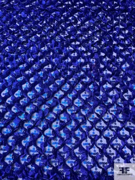 3D Ruffle Work and Sequins on Tulle - Royal Blue