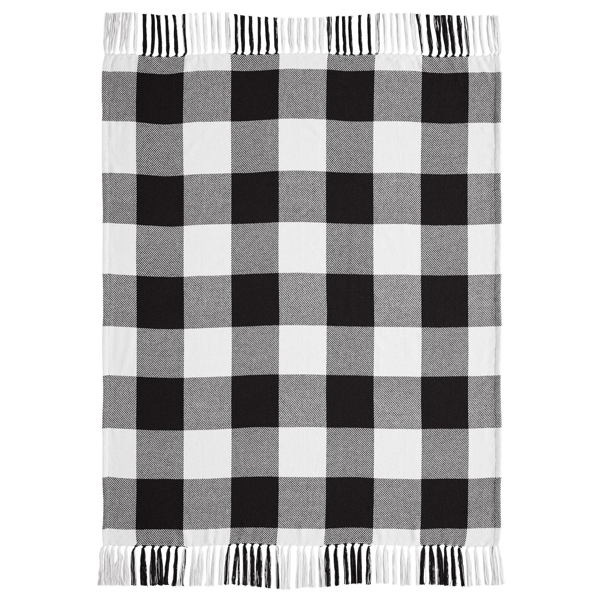 Annie Buffalo Check Black Woven Throw 50x60