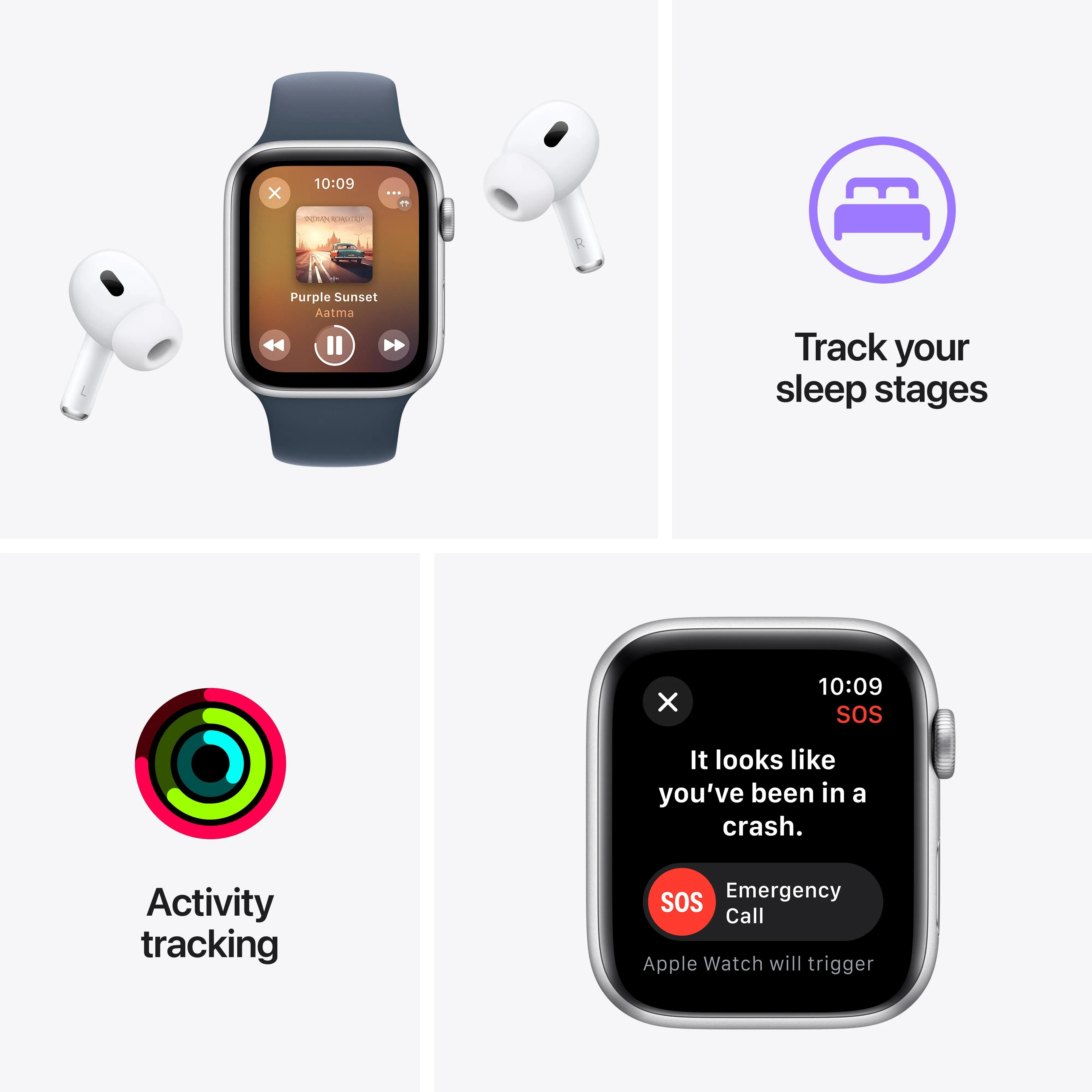 Apple Watch SE GPS 44mm Midnight Aluminium Case with Midnight Sport Band - M/L