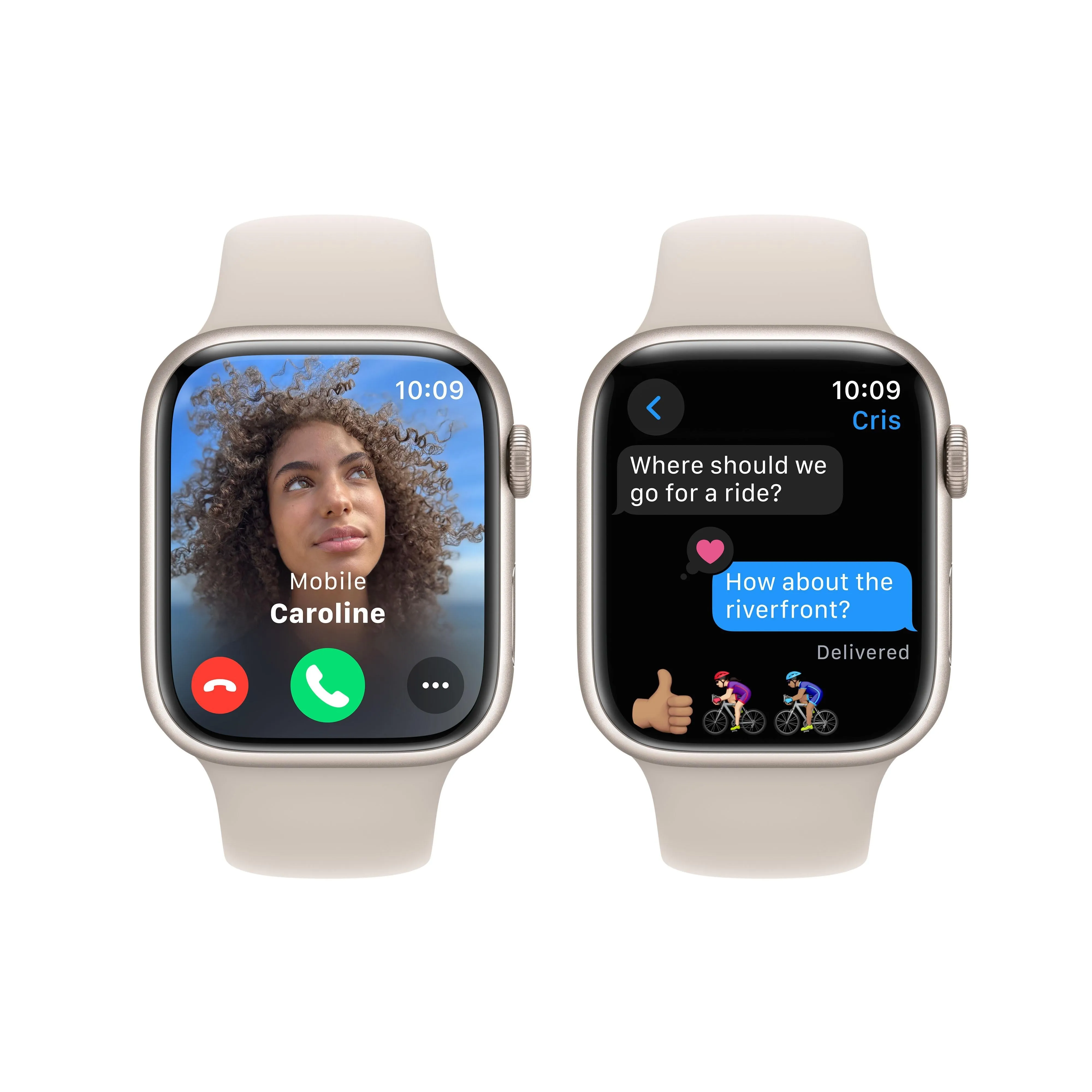 Apple Watch Series 9 GPS 45mm Starlight Aluminium Case with Starlight Sport Band - S/M