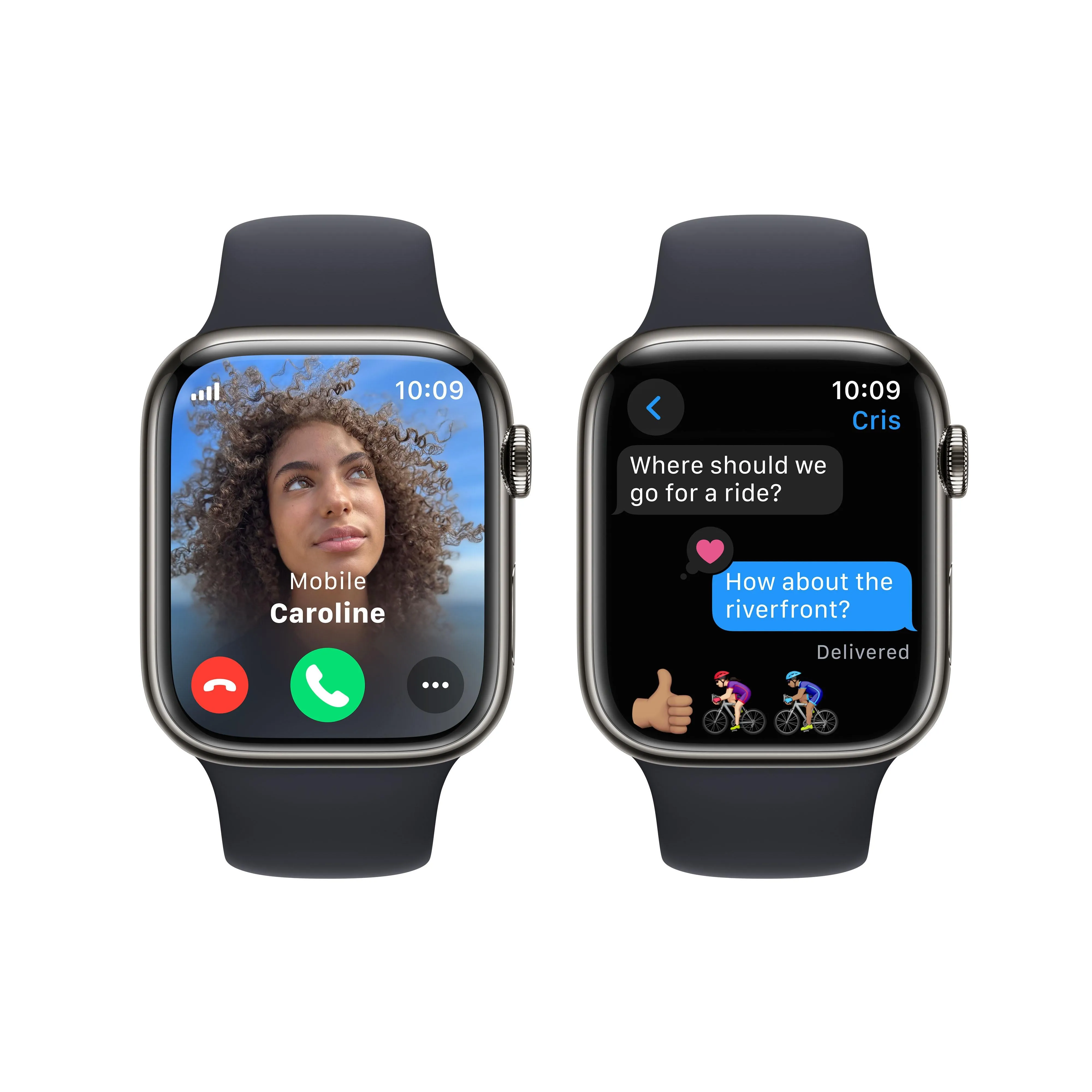 Apple Watch Series 9 GPS   Cellular 45mm Graphite Stainless Steel Case with Midnight Sport Band - S/M