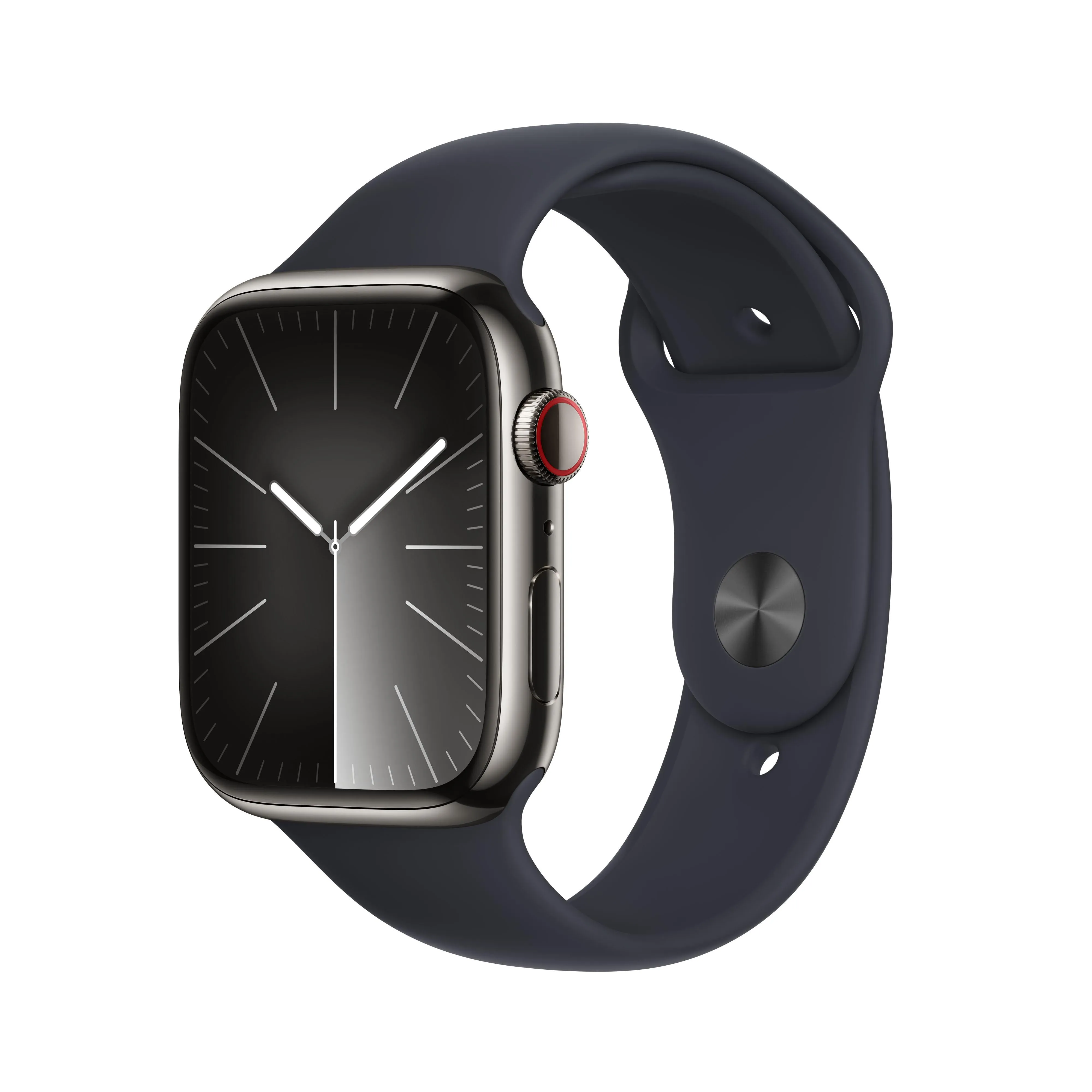 Apple Watch Series 9 GPS   Cellular 45mm Graphite Stainless Steel Case with Midnight Sport Band - S/M