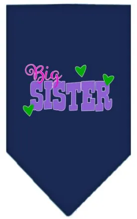 Big Sister Screen Print Bandana Navy Blue Large