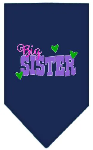 Big Sister Screen Print Bandana Navy Blue Large