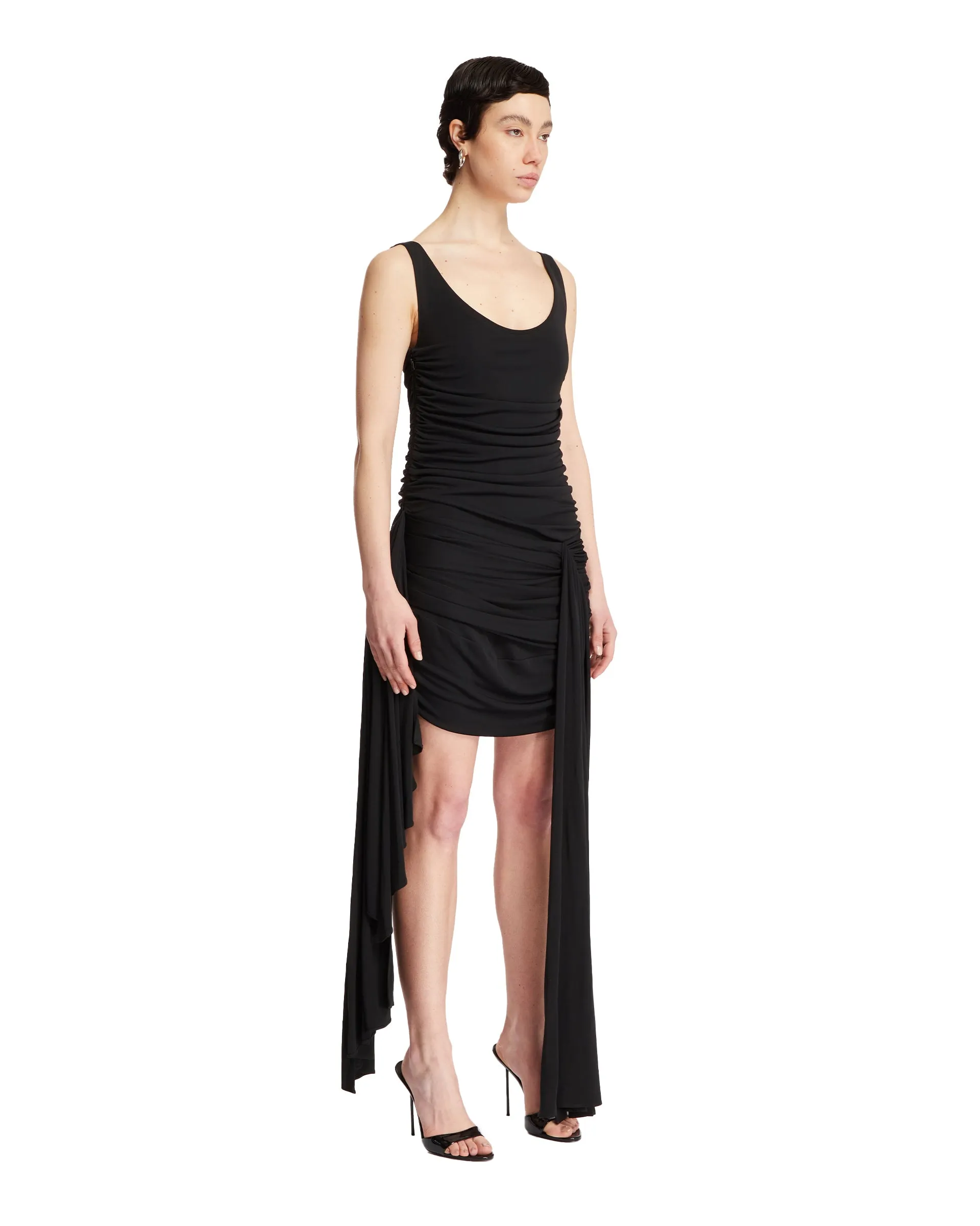 Black Draped Mini Dress