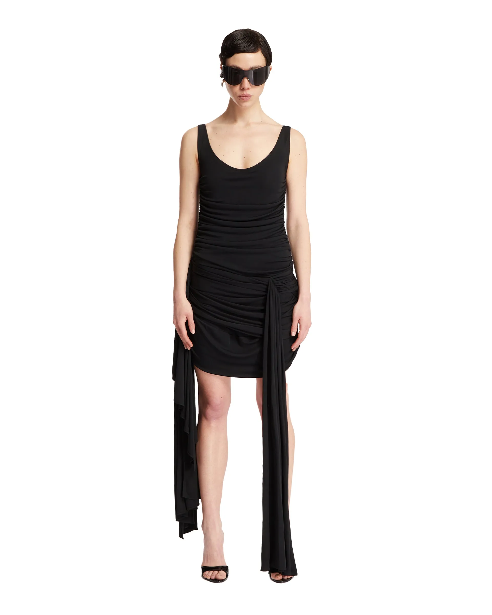 Black Draped Mini Dress