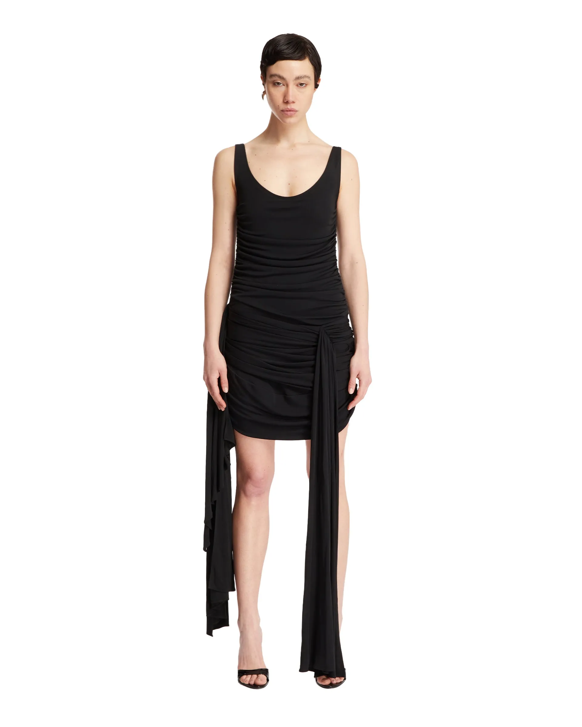 Black Draped Mini Dress