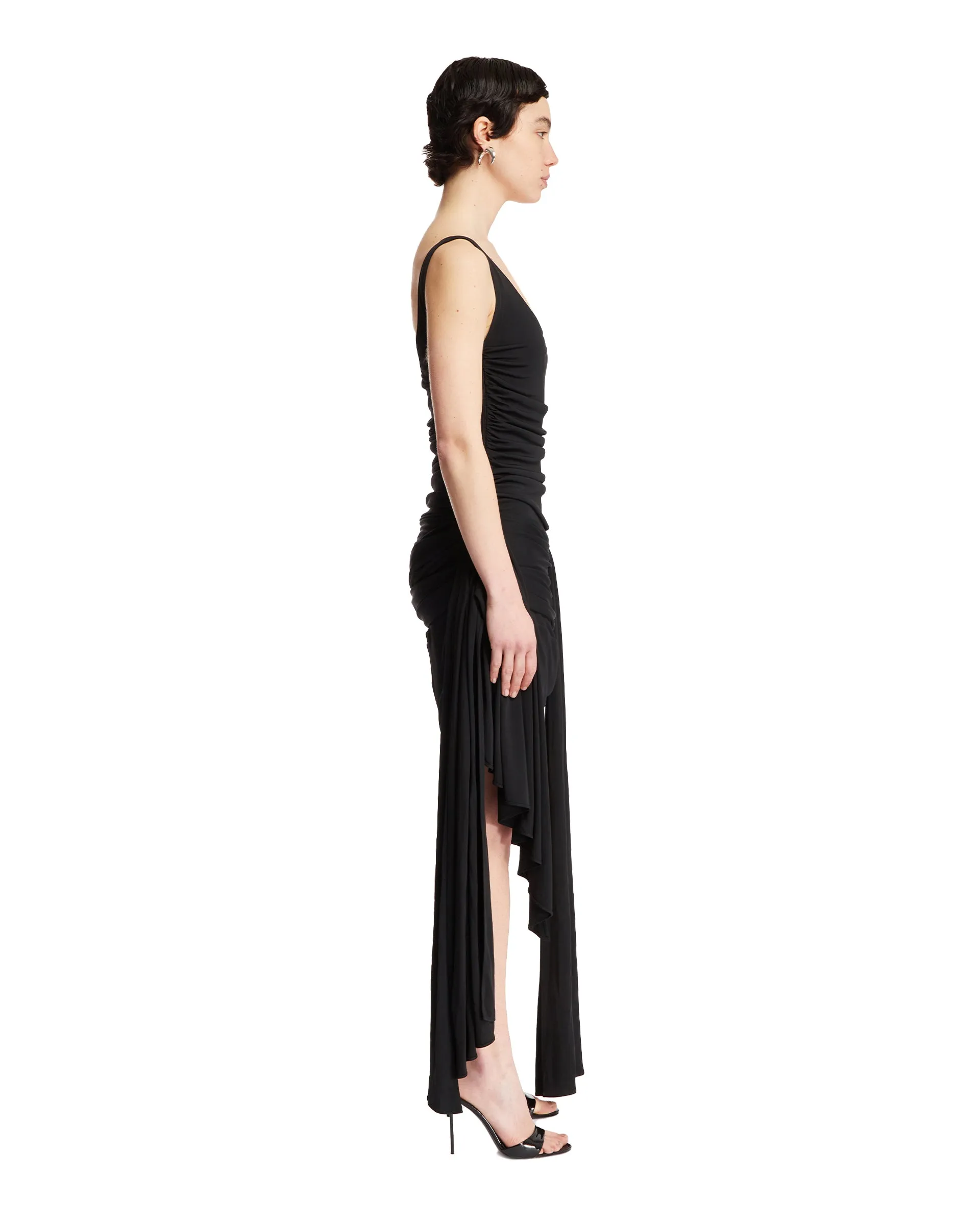 Black Draped Mini Dress