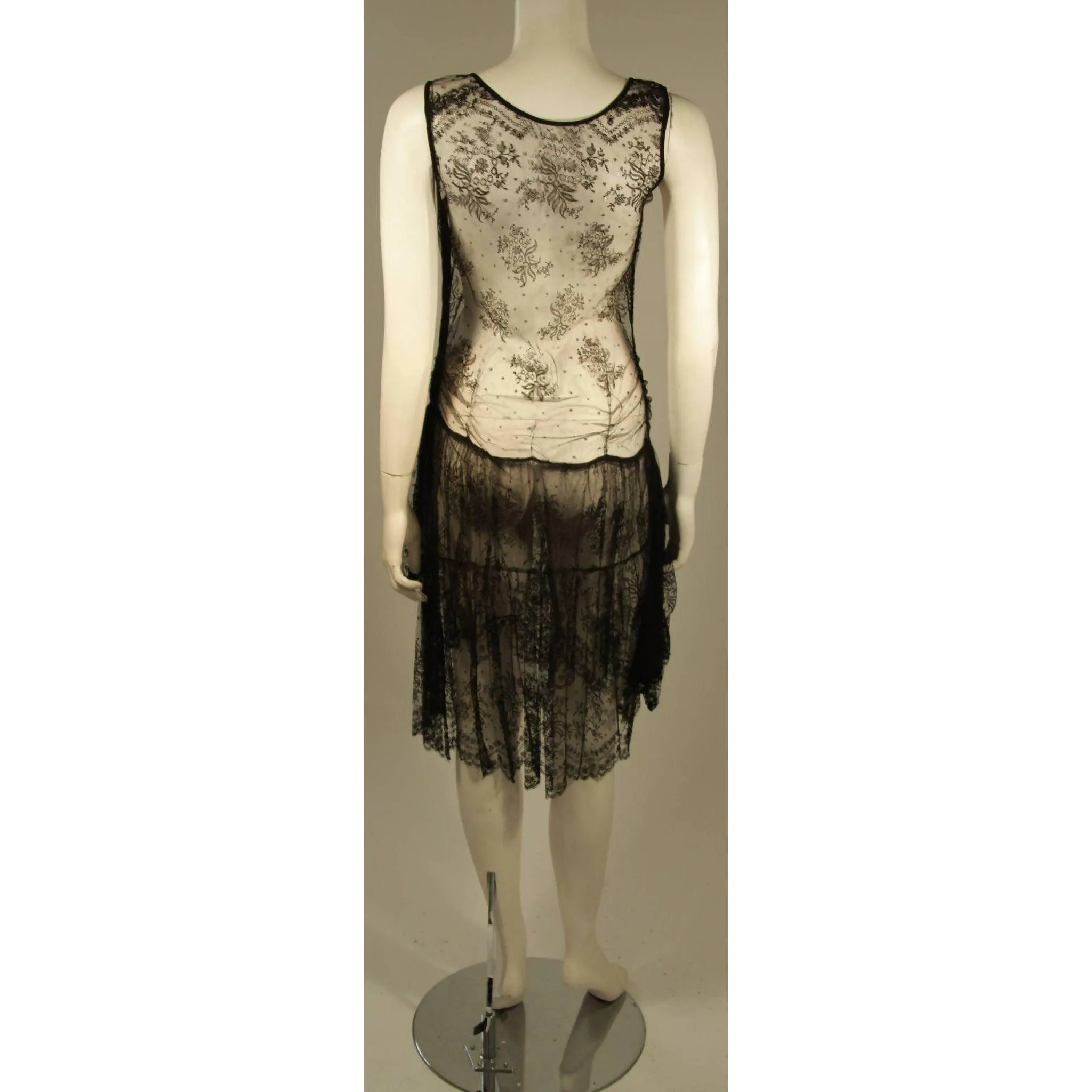 Black Drop Waist French Lace Dress | Size S/M