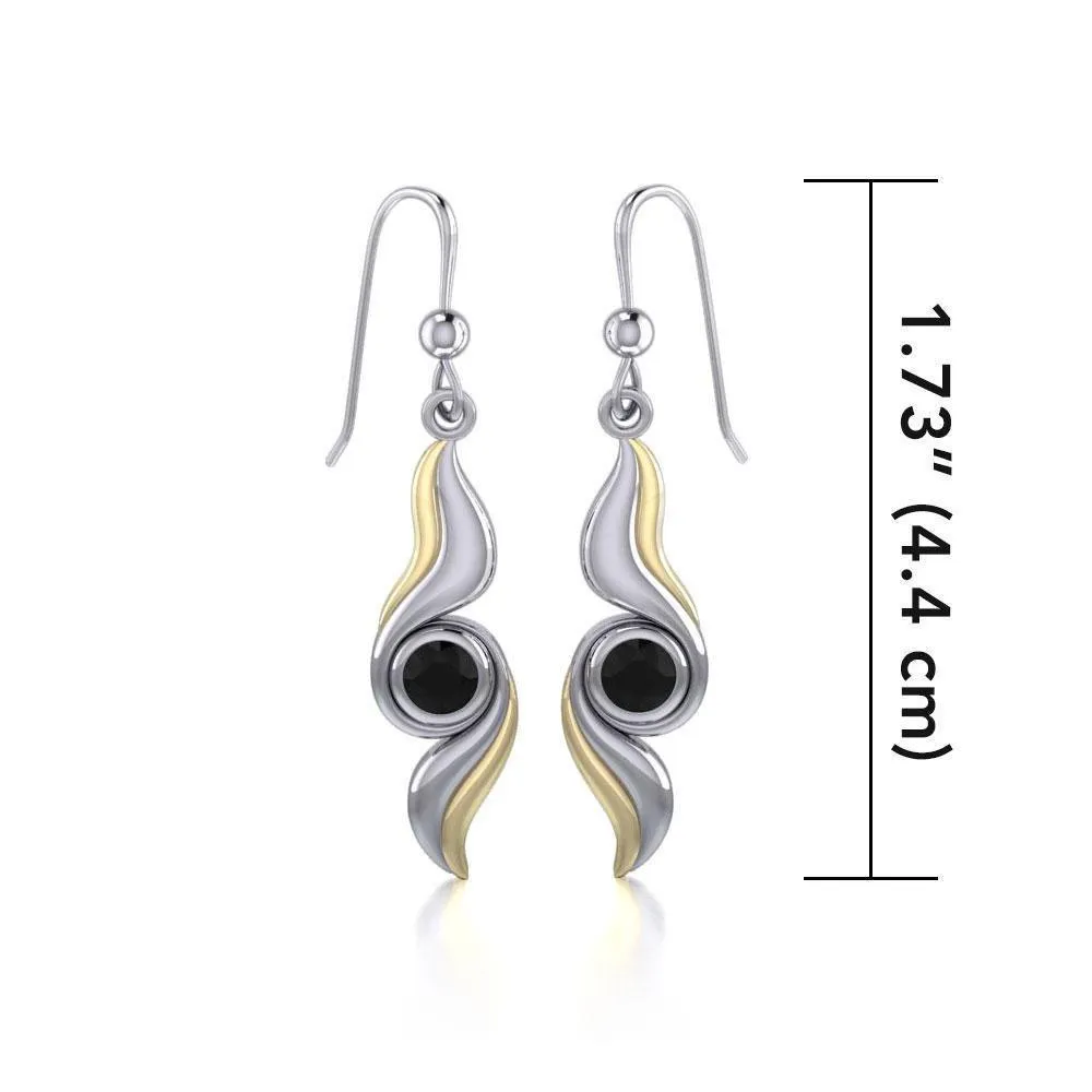 Black Magic Waves Silver & Gold Earrings MER391