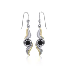 Black Magic Waves Silver & Gold Earrings MER391