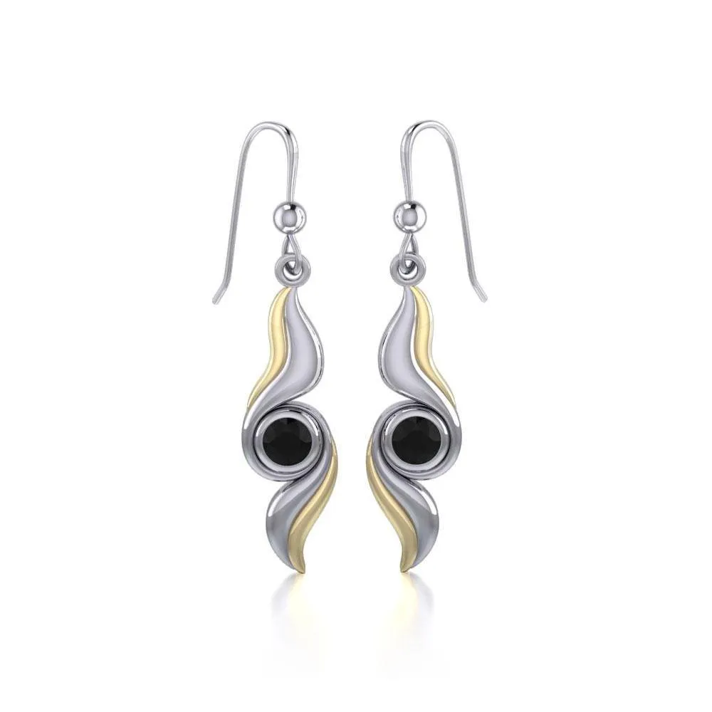 Black Magic Waves Silver & Gold Earrings MER391
