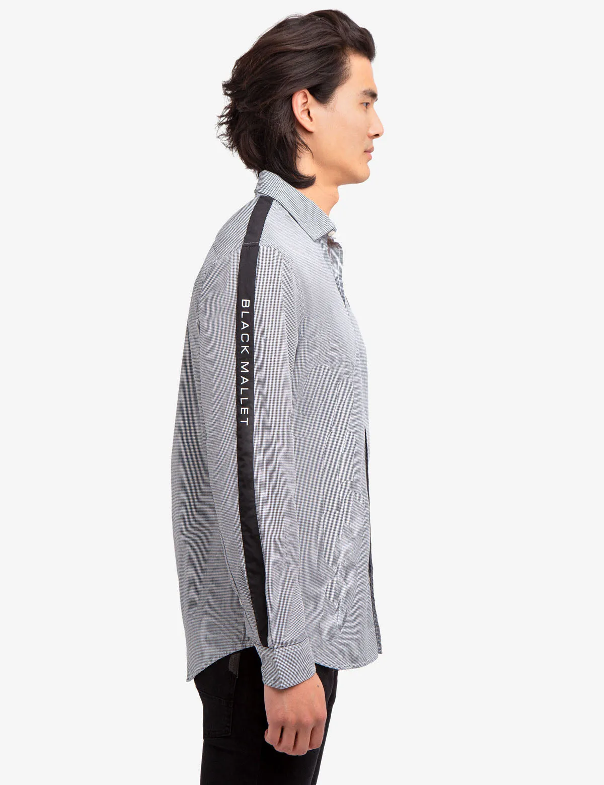 BLACK MALLET MINI CHECK SIDE STRIPE SHIRT