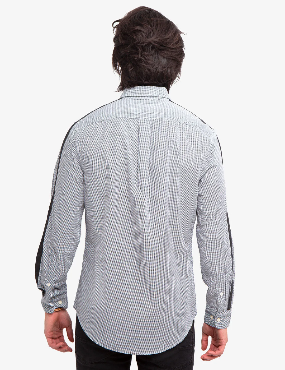 BLACK MALLET MINI CHECK SIDE STRIPE SHIRT