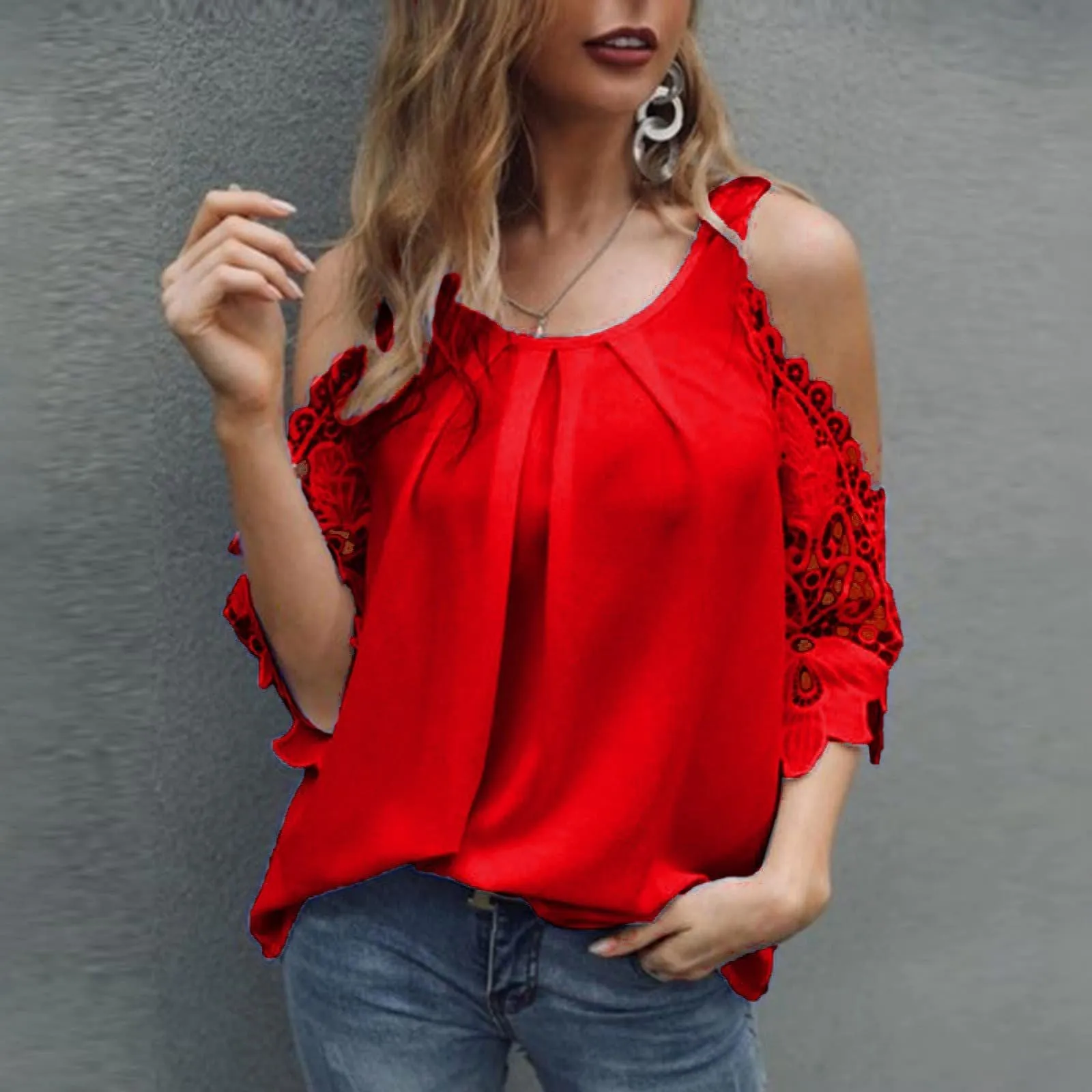 Blouses Embroidery Casual Shirt Sleeve Medium Long