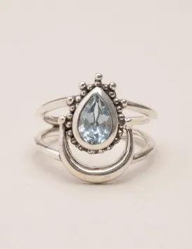 Blue Topaz Vintage Moon Ring