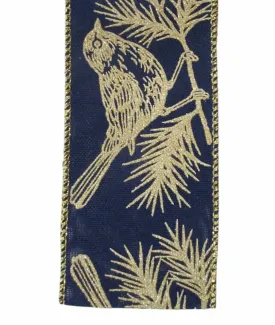 Blue with champagne gold birds and pine wired 2.5”
