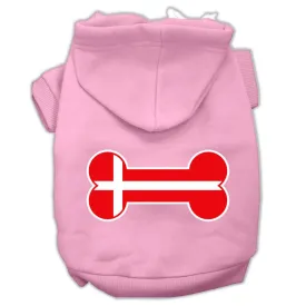 Bone Shaped Denmark Flag Screen Print Pet Hoodies Light Pink Size S (10)
