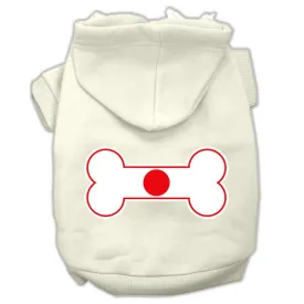 Bone Shaped Japan Flag Screen Print Pet Hoodies Cream Size XXL (18)