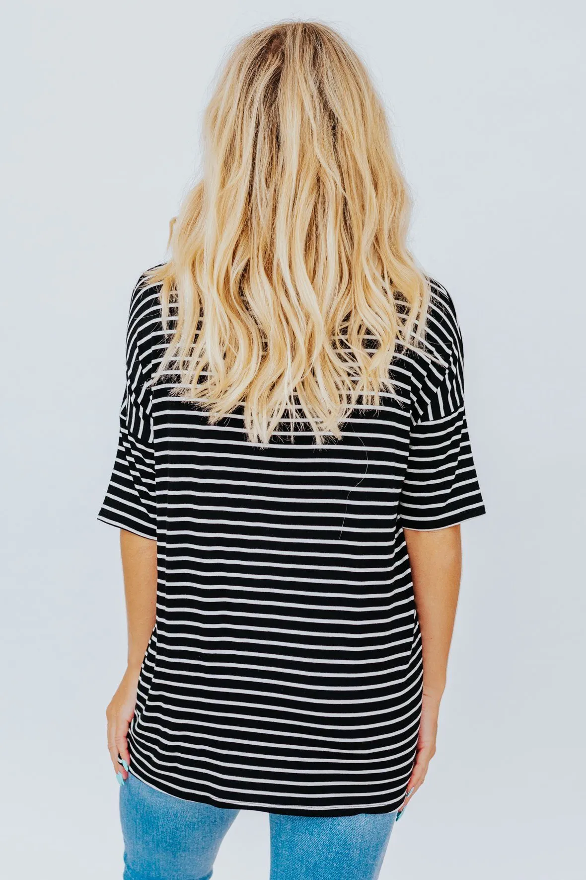 Born To Rock It Striped Short Sleeve Top in Black
