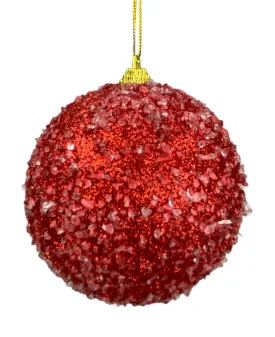 Candy sugared red ball ornament 4”