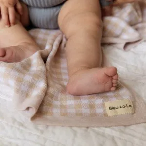 Checkered Knit Baby Blanket by Bleu La La