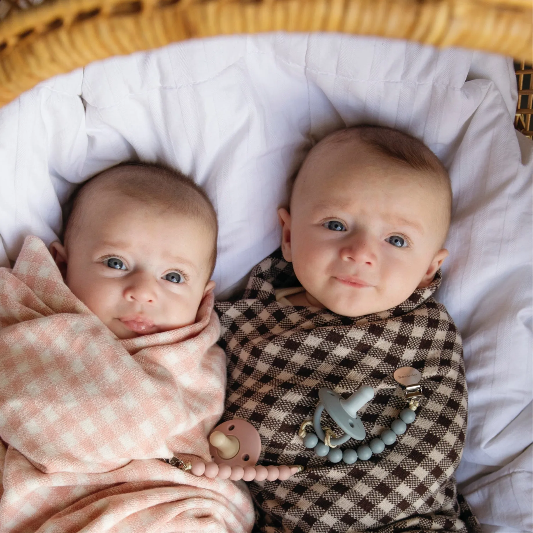Checkered Knit Baby Blanket by Bleu La La