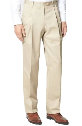 Cotton/Poly Dress Khaki Pleated Big & Tall<br>Regular Rise