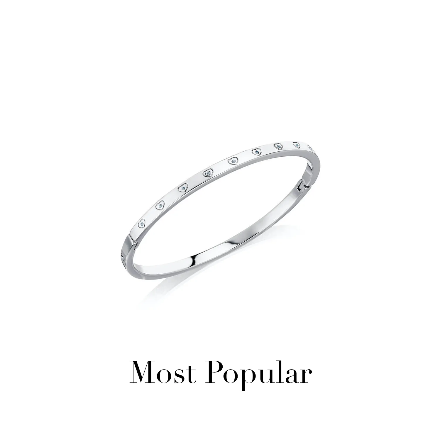 Crystal Heart Bangle & Multi Pearl Clover Bracelet Bundle (Silver)