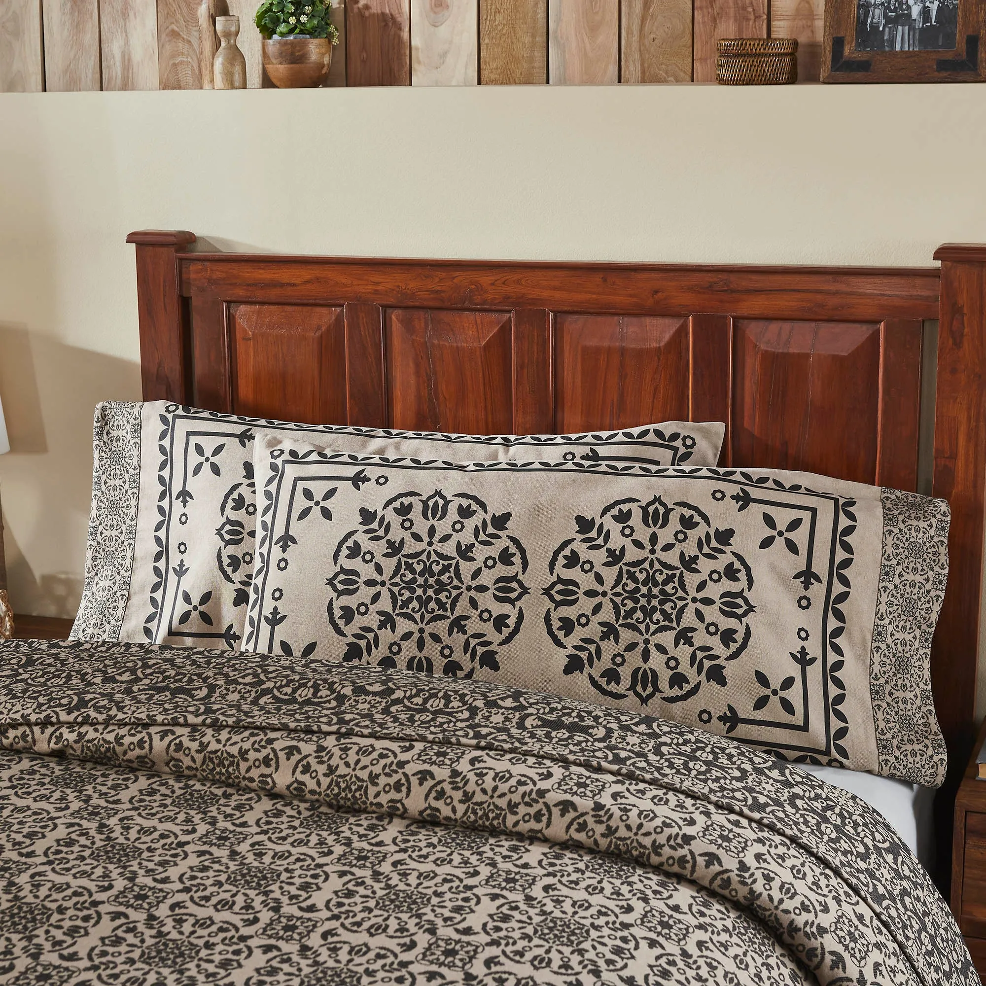 Custom House Black Tan Jacquard King Pillow Case Set of 2 21x40 4