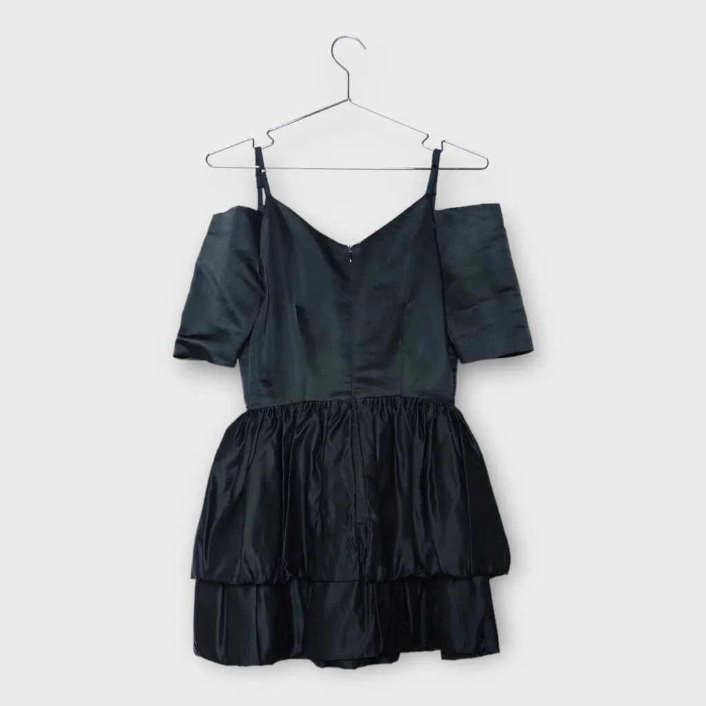 Ellery Black Silk Wool Bubble Peplum Mini Dress