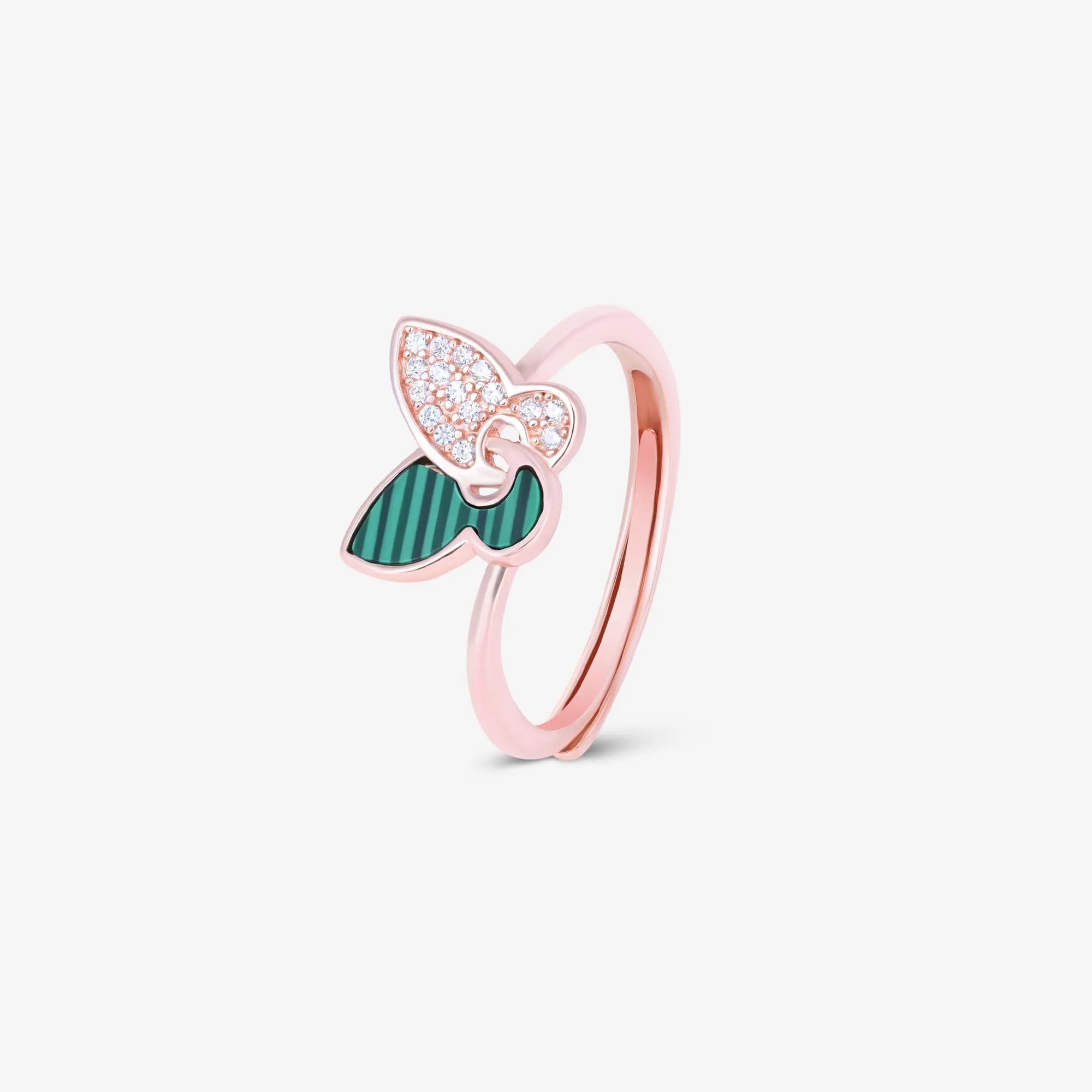 Emerald Winged Rose Gold Butterfly Ring