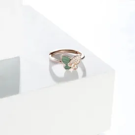 Emerald Winged Rose Gold Butterfly Ring