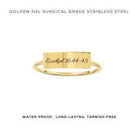 Engraved Rectangle Bar Ring - Customer's Product with price 35.00