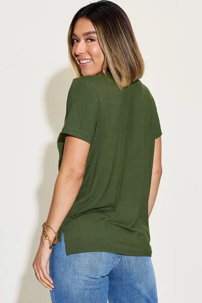Explore More Collection - Basic Bae Full Size V-Neck High-Low T-Shirt
