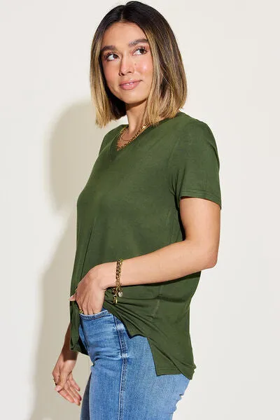 Explore More Collection - Basic Bae Full Size V-Neck High-Low T-Shirt