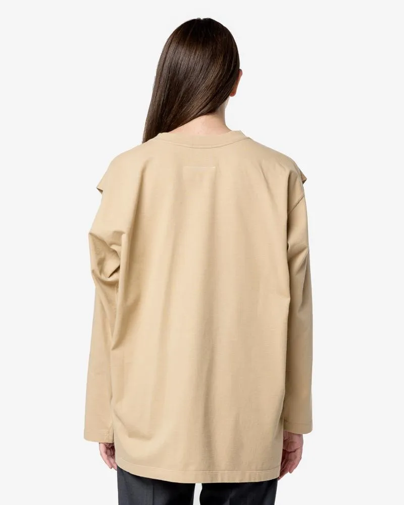L/S Open Sleeve Top in Tan