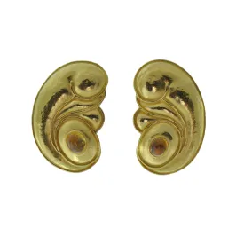 Mid century, Abstract Yellow Sapphire 22K Yellow Gold Clip-On Earrings, circa 1960