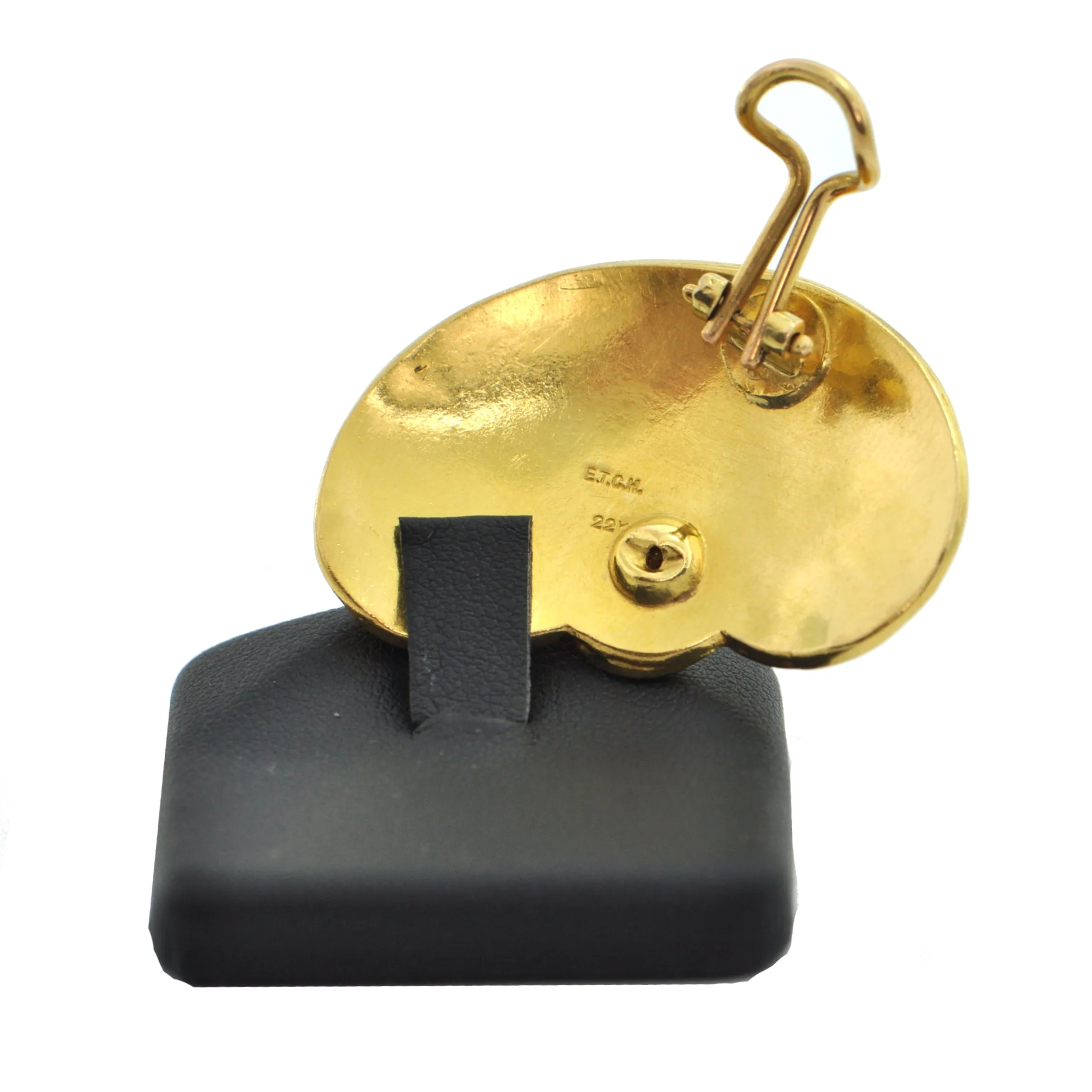 Mid century, Abstract Yellow Sapphire 22K Yellow Gold Clip-On Earrings, circa 1960