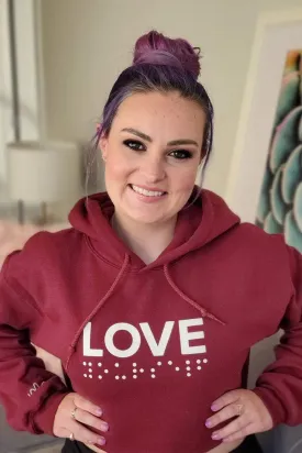 Molly Burke: Maroon Love Yourself Crop Hoodie