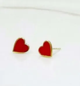 Red Enamel heart earrings