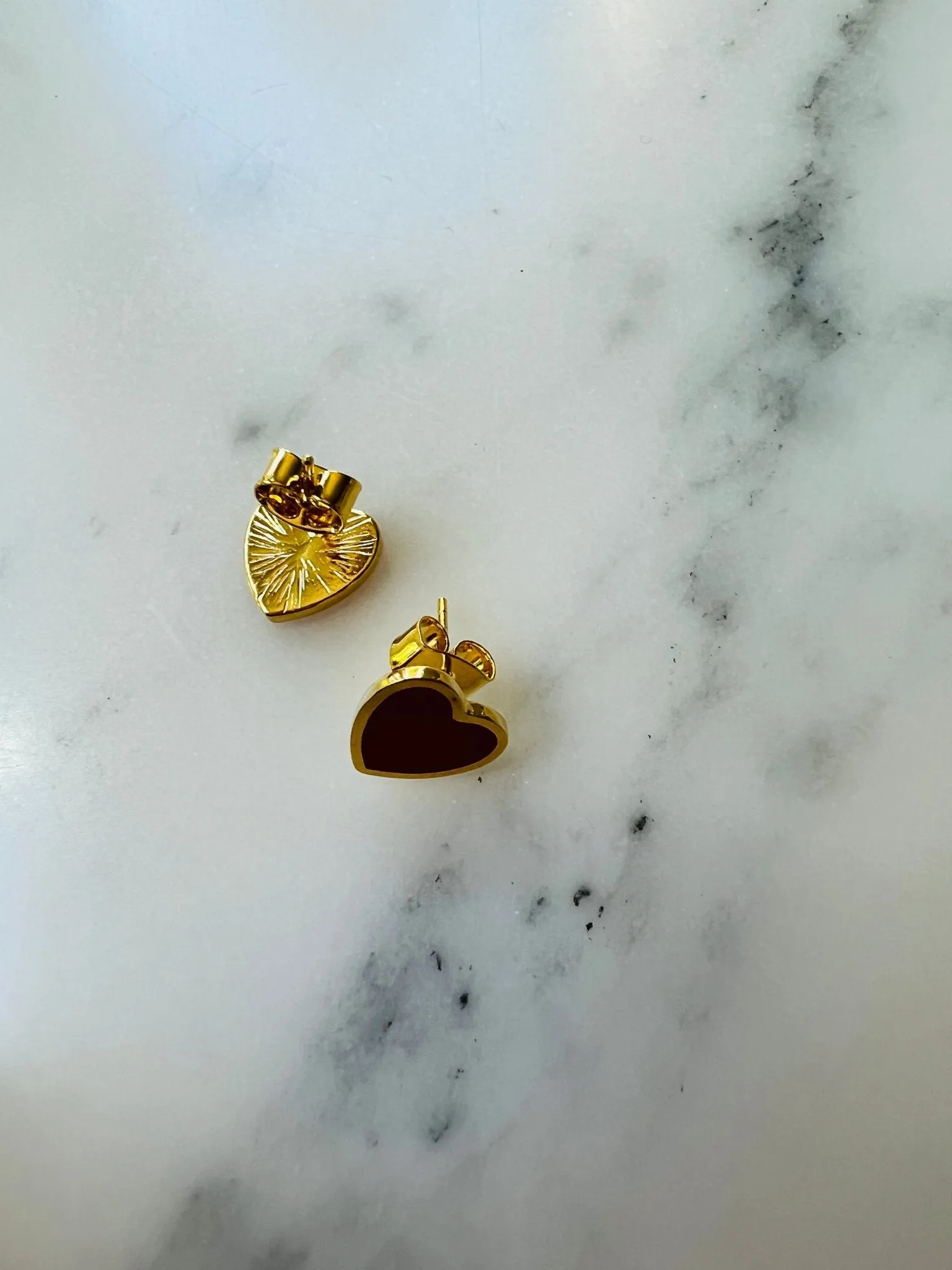 Red Enamel heart earrings