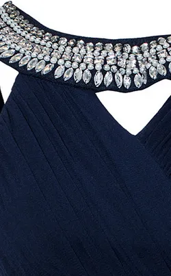 Trim Cross Front Dress Blue
